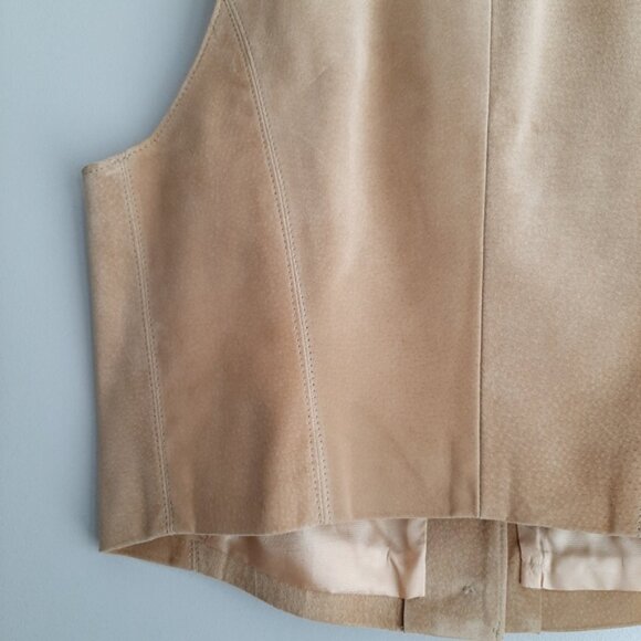 DANIER 100% Genuine Suede Leather Vest Button Down Cream Beige Sz S - Picture 10 of 14